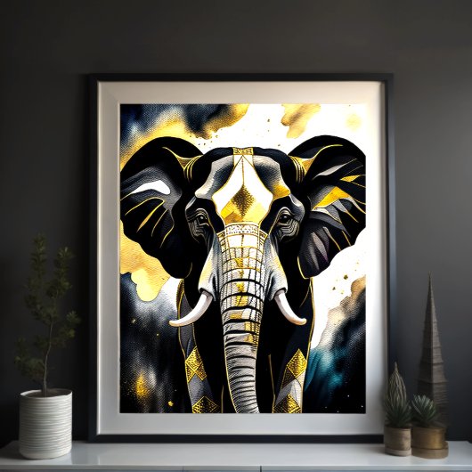 Abstracte Waterverf Schilderen van een olifant 5:4 Poster