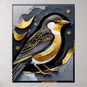 Abstracte Waterverf Schilderen van een Vogel 5:4 Poster (Voorkant)