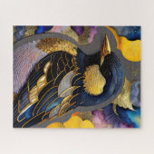 Abstracte Waterverf Schilderen van een Vogel Legpuzzel (Horizontaal)