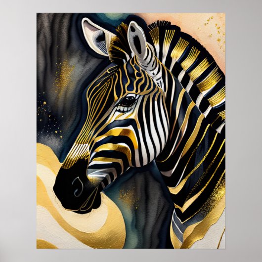 Abstracte Waterverf Schilderen van een Zebra 5:4 Poster (Voorkant)