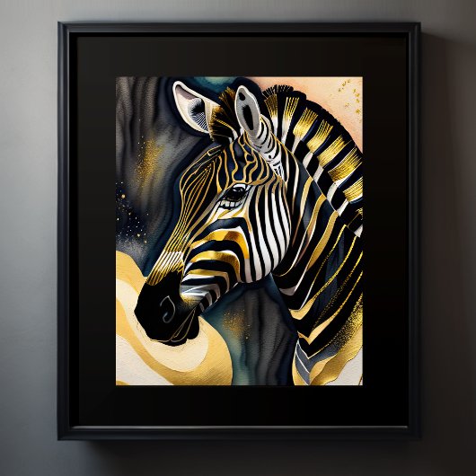 Abstracte Waterverf Schilderen van een Zebra 5:4 Poster