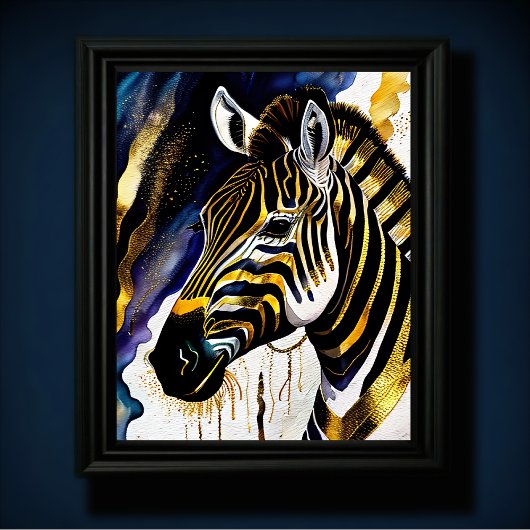Abstracte Waterverf Schilderen van een Zebra 5:4 Poster