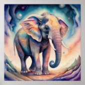 Abstracte Waterverf Schilderen van Olifant 1:1 Poster (Voorkant)