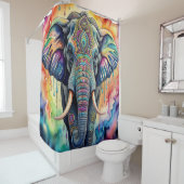 Abstracte Waterverf Schilderen van Olifant Douchegordijn (In situ)