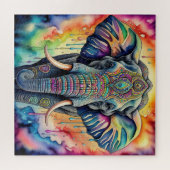 Abstracte Waterverf Schilderen van Olifant Legpuzzel (Horizontaal)