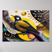 Abstracte Waterverf Schilderen van Vogels 3:2 Poster (Voorkant)