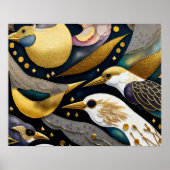 Abstracte Waterverf Schilderen van Vogels 5:4 Poster (Voorkant)