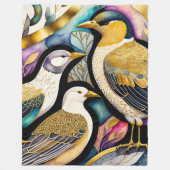 Abstracte Waterverf Schilderen van Vogels Fleece Deken (Voorkant)
