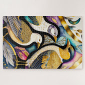 Abstracte Waterverf Schilderen van Vogels Legpuzzel (Horizontaal)