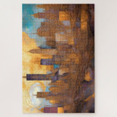 Abstracte Waterverf Schilderij Donker Cityscape Legpuzzel (Verticaal)