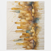 Abstracte Waterverf Schilderij Golden Cityscape Fleece Deken (Voorkant)