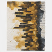 Abstracte Waterverf Schilderij Gouden Cityscape Fleece Deken (Voorkant)
