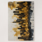 Abstracte Waterverf Schilderij Gouden Cityscape Legpuzzel (Verticaal)