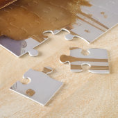 Abstracte Waterverf Schilderij Gouden Cityscape Legpuzzel (Zijkant)