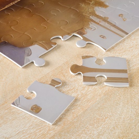 Abstracte Waterverf Schilderij Gouden Cityscape Legpuzzel (Zijkant)