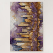 Abstracte Waterverf Schilderij Gouden Cityscape Legpuzzel (Verticaal)