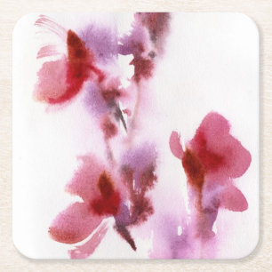 Abstracte waterverf schilderijen 3 kartonnen onderzetters