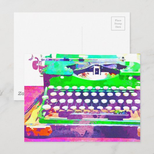 Abstracte Waterverf -  schrijfmachine Briefkaart (Voorkant / Achterkant)