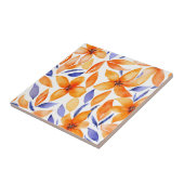Abstracte waterverf sinaasappel bloemenmodern tegeltje (Zijkant)