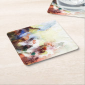 Abstracte waterverf slijptextuur met verf kartonnen onderzetters (Schuin)
