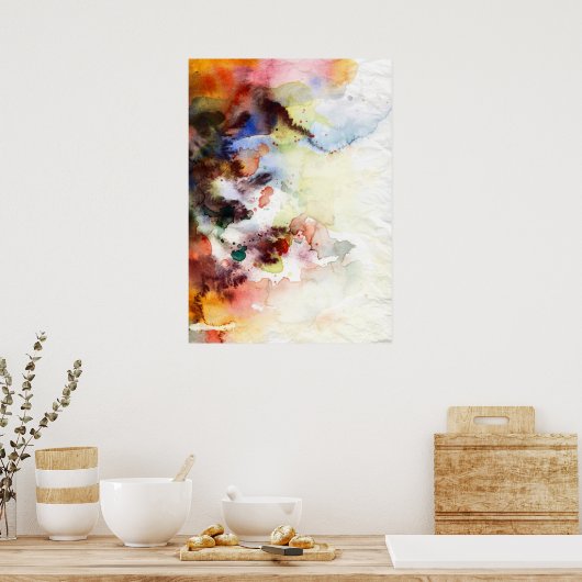 Abstracte waterverf slijptextuur met verf poster (Keuken)