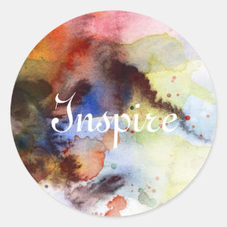 Abstracte waterverf slijptextuur met verf ronde sticker
