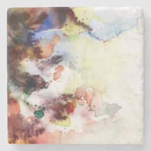 Abstracte waterverf slijptextuur met verf stenen onderzetter