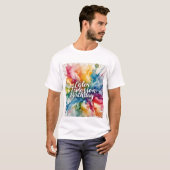 Abstracte Waterverf Splash Verjaardag T-shirt (Voorkant volledig)