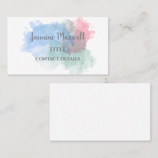 Abstracte Waterverf Splasma Modern Visitekaartje (Voorkant / Achterkant)