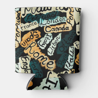 Abstracte waterverf steden, hoofdsteden patroon blikjeskoeler