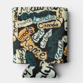 Abstracte waterverf steden, hoofdsteden patroon blikjeskoeler (Achterkant)