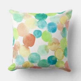 Abstracte Waterverf Stippen in Blauwgroen en Sinaa Kussen