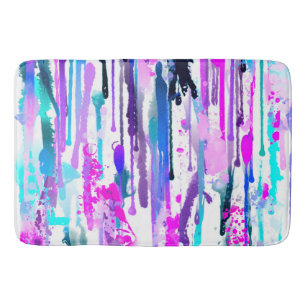 Abstracte Waterverf Streven blauw Turquoise Roze Badmat