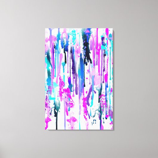 Abstracte Waterverf Streven blauw Turquoise Roze Canvas Afdruk (Voorkant)