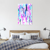 Abstracte Waterverf Streven blauw Turquoise Roze Canvas Afdruk (Insitu (Slaapkamer))