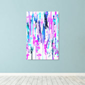 Abstracte Waterverf Streven blauw Turquoise Roze Canvas Afdruk (Insitu (Houten vloer))