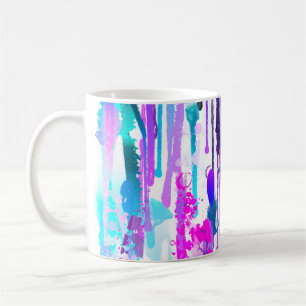 Abstracte Waterverf Streven blauw Turquoise Roze Koffiemok