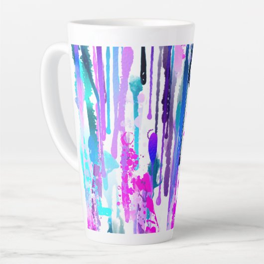 Abstracte Waterverf Streven blauw Turquoise Roze Latte Mok (Linkerhoek)