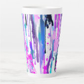 Abstracte Waterverf Streven blauw Turquoise Roze Latte Mok (Voorkant)