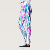 Abstracte Waterverf Streven blauw Turquoise Roze Leggings (Links)