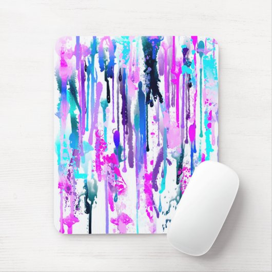 Abstracte Waterverf Streven blauw Turquoise Roze Muismat (Met muis)