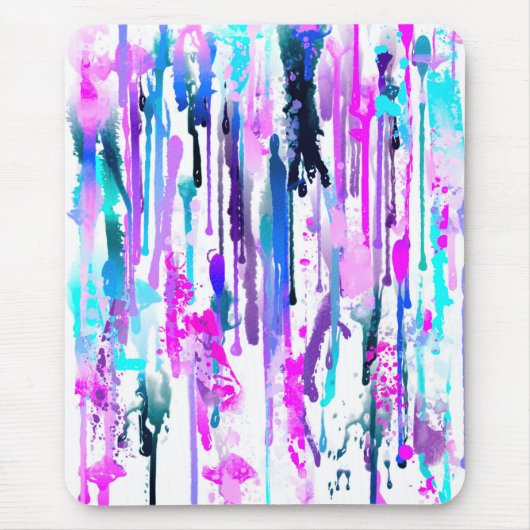 Abstracte Waterverf Streven blauw Turquoise Roze Muismat (Voorkant)