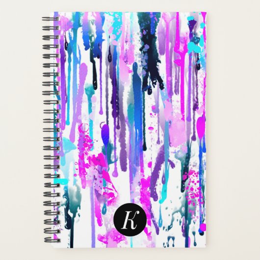Abstracte Waterverf Streven blauw Turquoise Roze Planner (Voorkant)