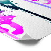 Abstracte Waterverf Streven blauw Turquoise Roze Poster (Hoek)