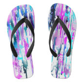 Abstracte Waterverf Streven blauw Turquoise Roze Teenslippers (Voetbed)