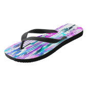 Abstracte Waterverf Streven blauw Turquoise Roze Teenslippers (Schuin)