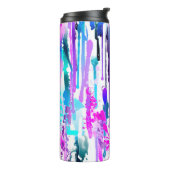 Abstracte Waterverf Streven blauw Turquoise Roze Thermosbeker (Gedraaid links)