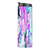 Abstracte Waterverf Streven blauw Turquoise Roze Thermosbeker (Geroteerd rechts)