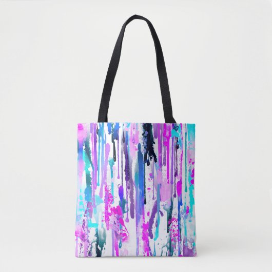 Abstracte Waterverf Streven blauw Turquoise Roze Tote Bag (Voorkant)