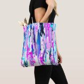 Abstracte Waterverf Streven blauw Turquoise Roze Tote Bag (Dichtbij)